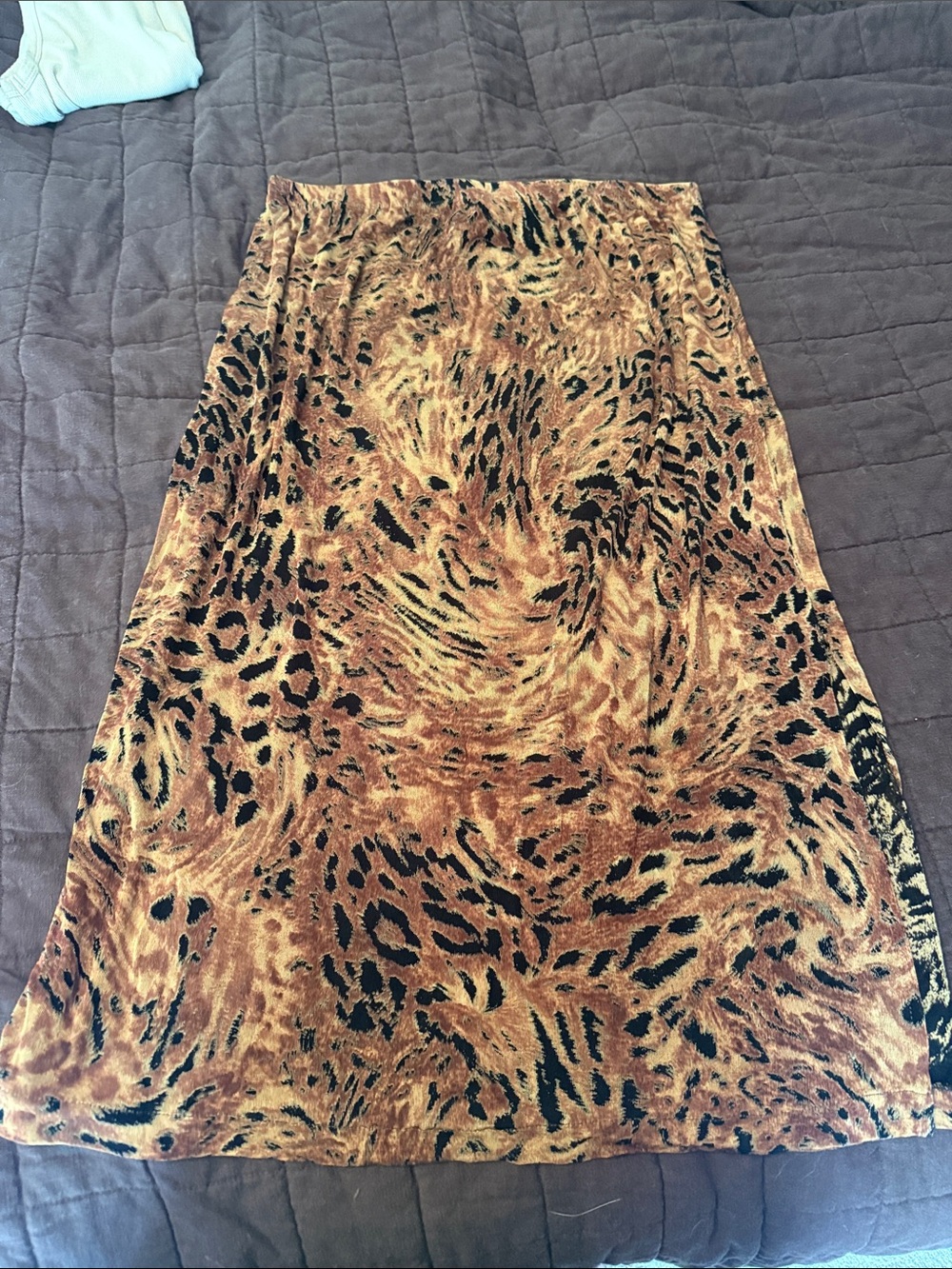 Alfred Dunner Animal Print Brown Midi Skirt